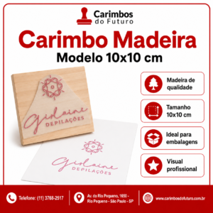 Carimbo Madeira 10x10cm