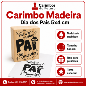 Carimbo Madeira Dia dos Pais 5x4cm