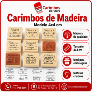 Carimbo Madeira 4x4cm