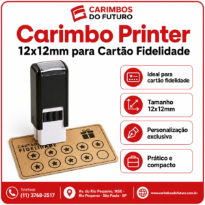 Carimbo Printer 12x12mm para Cartão fidelidade