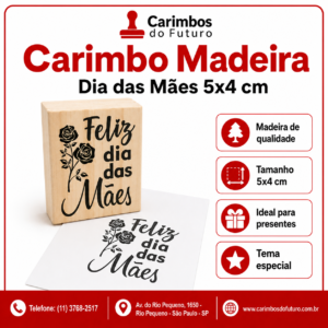 Carimbo Madeira Dia das mães 5x4cm