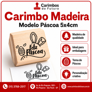 Carimbo Madeira Páscoa 5x4cm